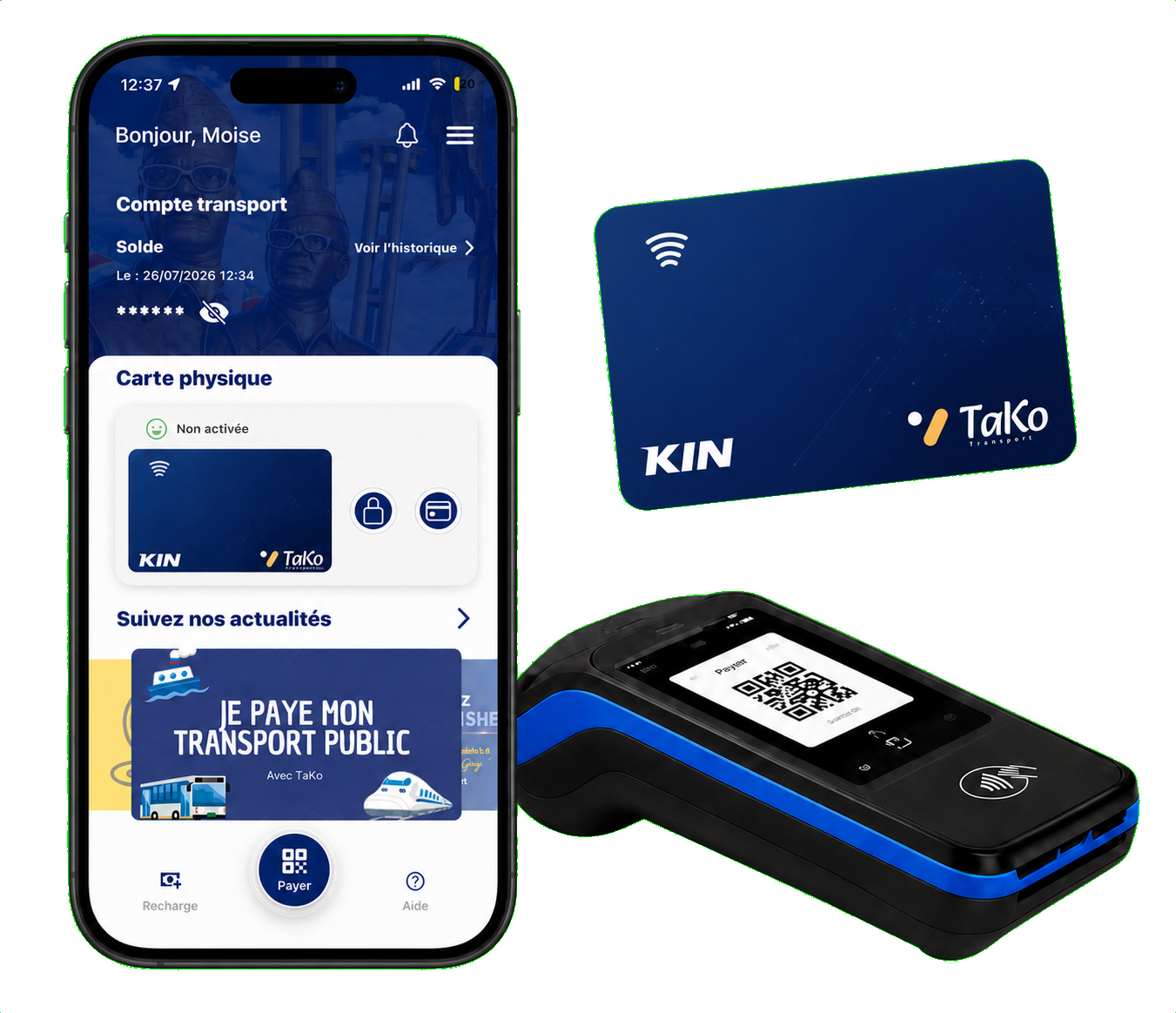 Application TaKo, carte NFC et terminal de paiement QR Code